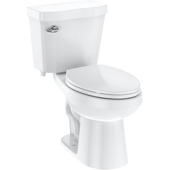 Ourlova Two Piece Toilet Elongated Toilets for Bathrooms Soft Close Seat 1.28 Siphonic Flush With Universal Height ADA Cotton White
