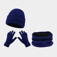 thumbnail image 2 of MIASHUI Women's Scarf, Hat, and Gloves Three-Piece Set Winter Outdoor Riding Skiing Cold Protection Solid Color Knit Hat Warm Set Navy, 2 of 9