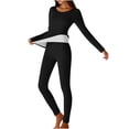 thumbnail image 3 of Ovafbau Women Thermal Underwears Fall Winter Outfits Set Womens Slim Style Thermal Underwears Set Long Sleeve Pants Sleepwear Outfits, 3 of 6