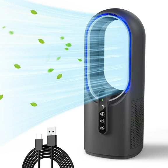 Better Homes & Gardens Bladeless Cooling Fan with LED Light, Quiet Desk Fan 3 Speeds, Portable Touch Control for Office Home