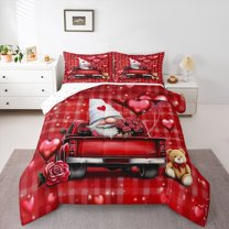 Feelyou Romantic Gnome Twin Comforter Sets, Couple Valentine's Day Bedding Set, 2 Pieces