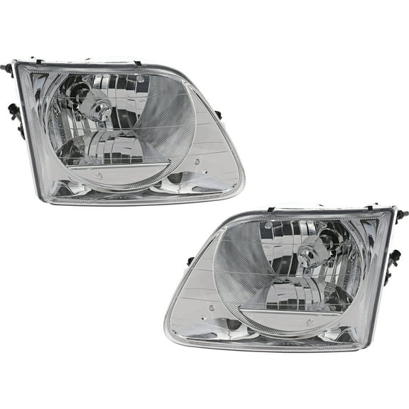 Garage-Pro Driver and Passenger Side Headlight for Ford F-150 1997-2003 Halogen With bulb(s) Built From July 1996, Lightning Style Replaces# 3L3Z13008FA 3L3Z13008EA