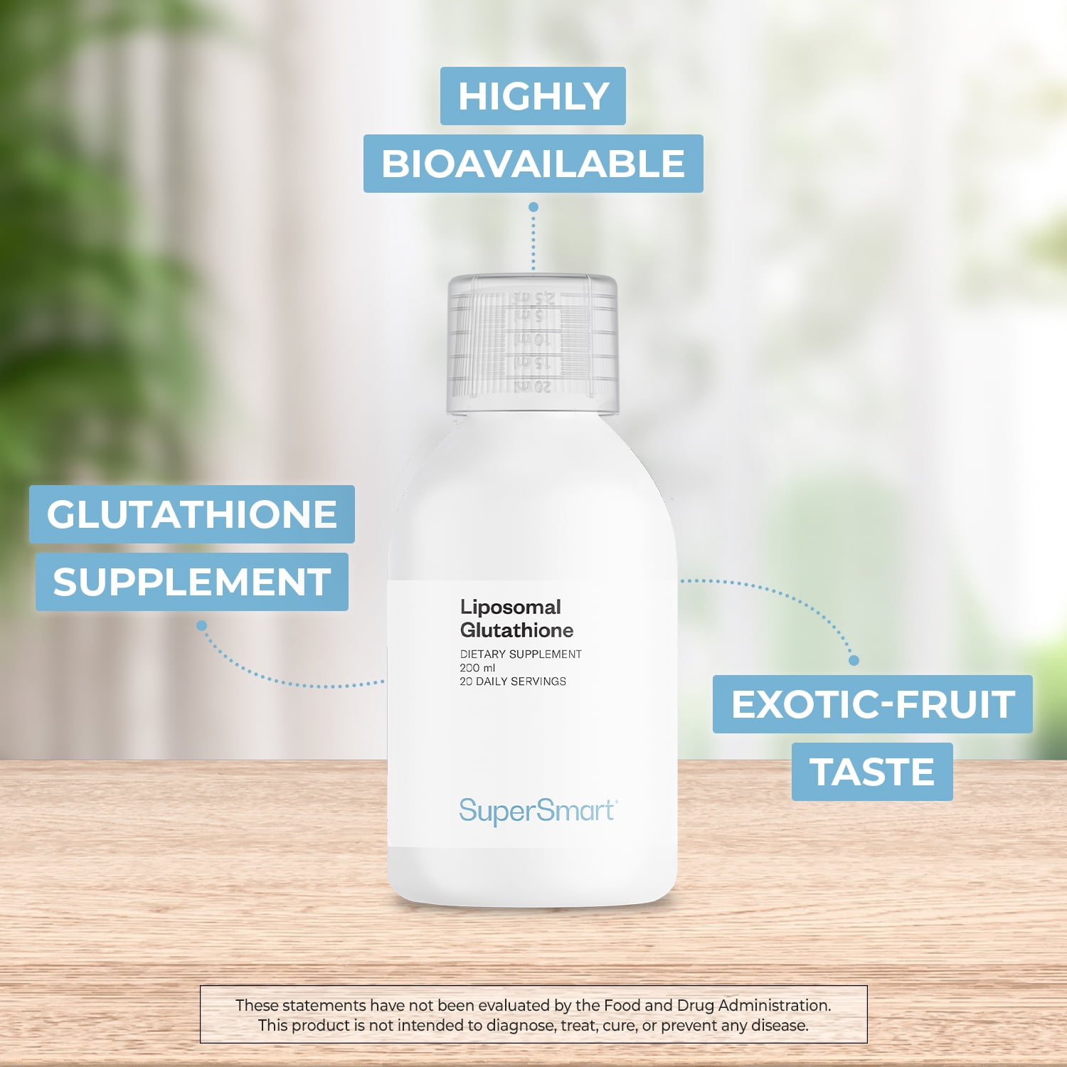SuperSmart Liposomal Glutathione Liquid 900mg per Day (High Potency) - Highly Bioavailable Form of Glutathione - Enhanced Antioxidant with Vitamin C | Non-GMO & Gluten Free - 200ml - 20 Servings