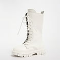 thumbnail image 1 of XIMIN Combat Boots for Kid Girls Knee-High Lace Up Riding Boots Mid Calf Fashion Waterproof Non Slip PU Leather Side Zipper Fall Winter Punk Goth Boot, 1 of 8