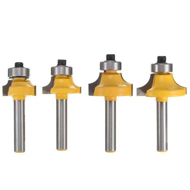 Riwesomey 4 unids/set Kit de brocas para enrutador de bordes redondos 1/4 vástago 1/2 3/8 1/4 1/8 herramienta de carpintería Herramientas manuales y eléctricas Riwesomey GJ3170-00B
