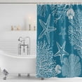 thumbnail image 2 of Blue Coastal Shower Curtain Set - Small 36" x 72" Washable Bathtub Curtain with 12 Hooks, Starfish Coral Summer Beach Ocean Waterproof Fabric Stall Shower Curtains for Bathroom/Bathtub Décor, 2 of 6