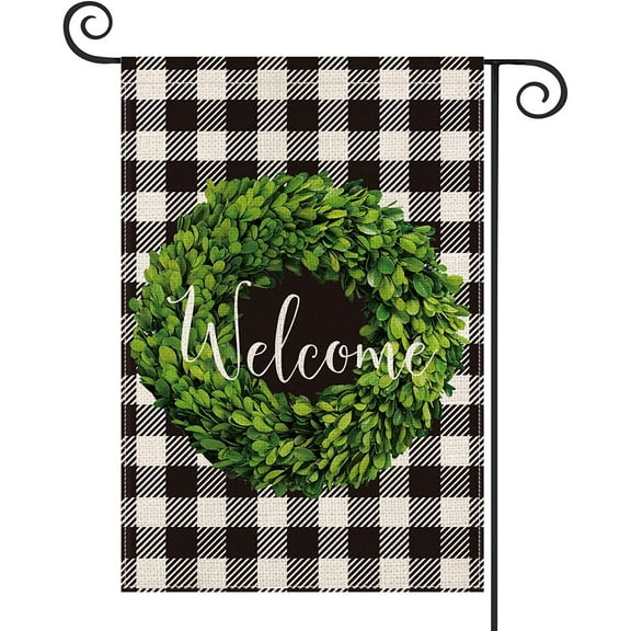 AVOIN colorlife Fall Garden Flag Vertical Double Sided, Buffalo Check Plaid Yard Outdoor Decoration 12.5 x 18 Inch
