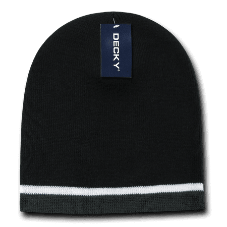 Three Stripe Cap - Decky Double Striped Three 3 Tone Beanies Beany For Men Women Knitted Ski Skull Winter Caps Hats