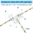 thumbnail image 4 of Uxcell Paquete de 10 conectores en T de 3 pines de 10 mm para luces LED de tira 5050 2835 Iluminación DIY [Blanco], 4 of 6