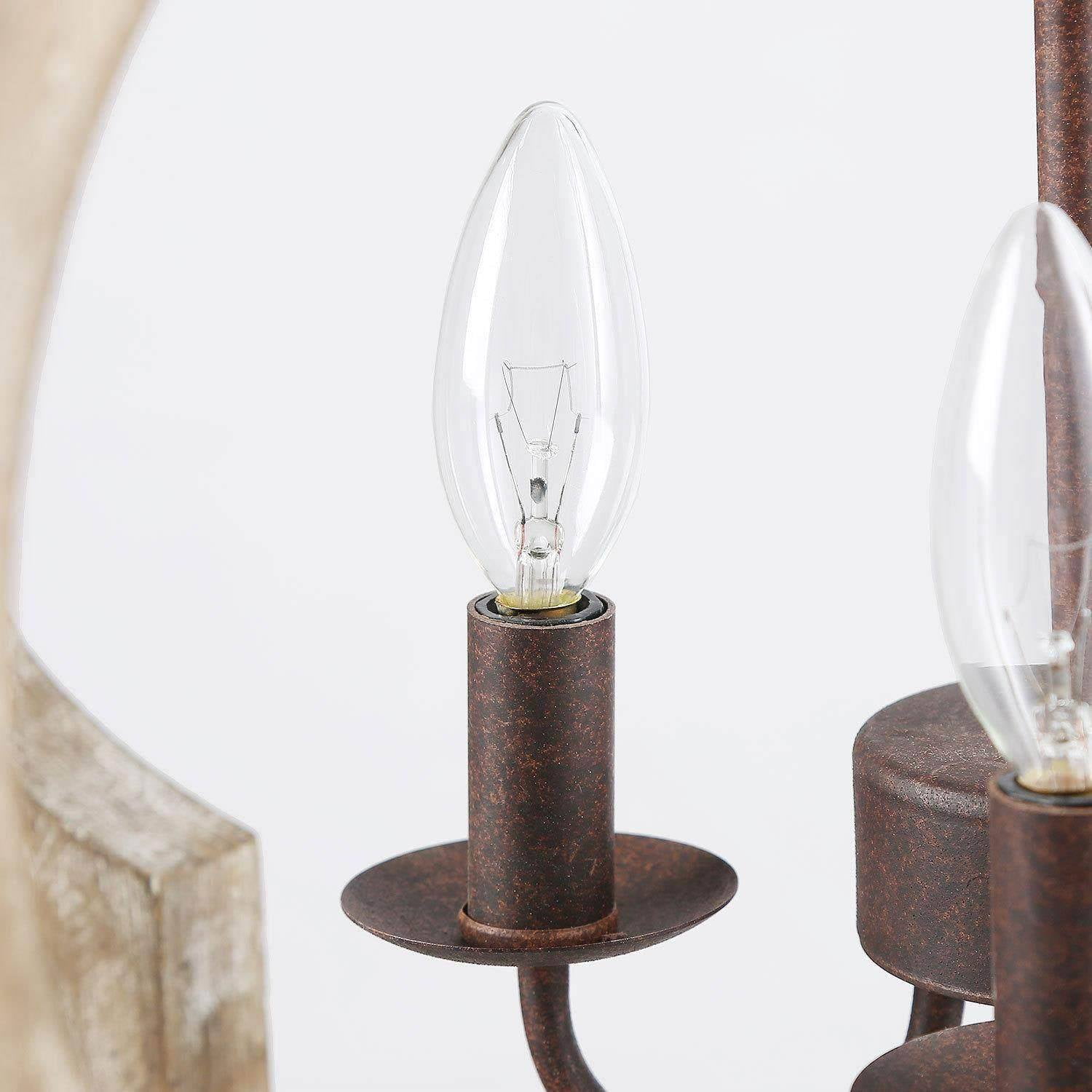 LNC 4-Light Distressed Wood and Bronze Farmhouse Lantern Chandelier