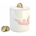 thumbnail image 2 of Cartoon Piggy Bank, Crown and Magic Wand for true Cartoon Ribbon Golden Yellow Antique Art, Ceramic Coin Bank Money Box for Cash Saving, 3.6" X 3.2", Pale Pink Yellow, by Ambesonne, 2 of 4