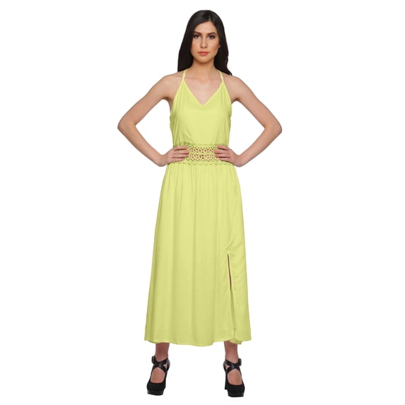 Moomaya WoMen's Spaghetti Strap Side Slit Dress Plus Size Solid Clothing