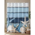 thumbnail image 4 of Fsddascl Coastal Starfish Shower Curtain Set - 48" x 72" Washable Bathtub Curtain with 12 Hooks, Blue Wooden Grain Seashells Country Waterproof Fabric Stall Shower Curtains for Bathroom/Bathtub, 4 of 6