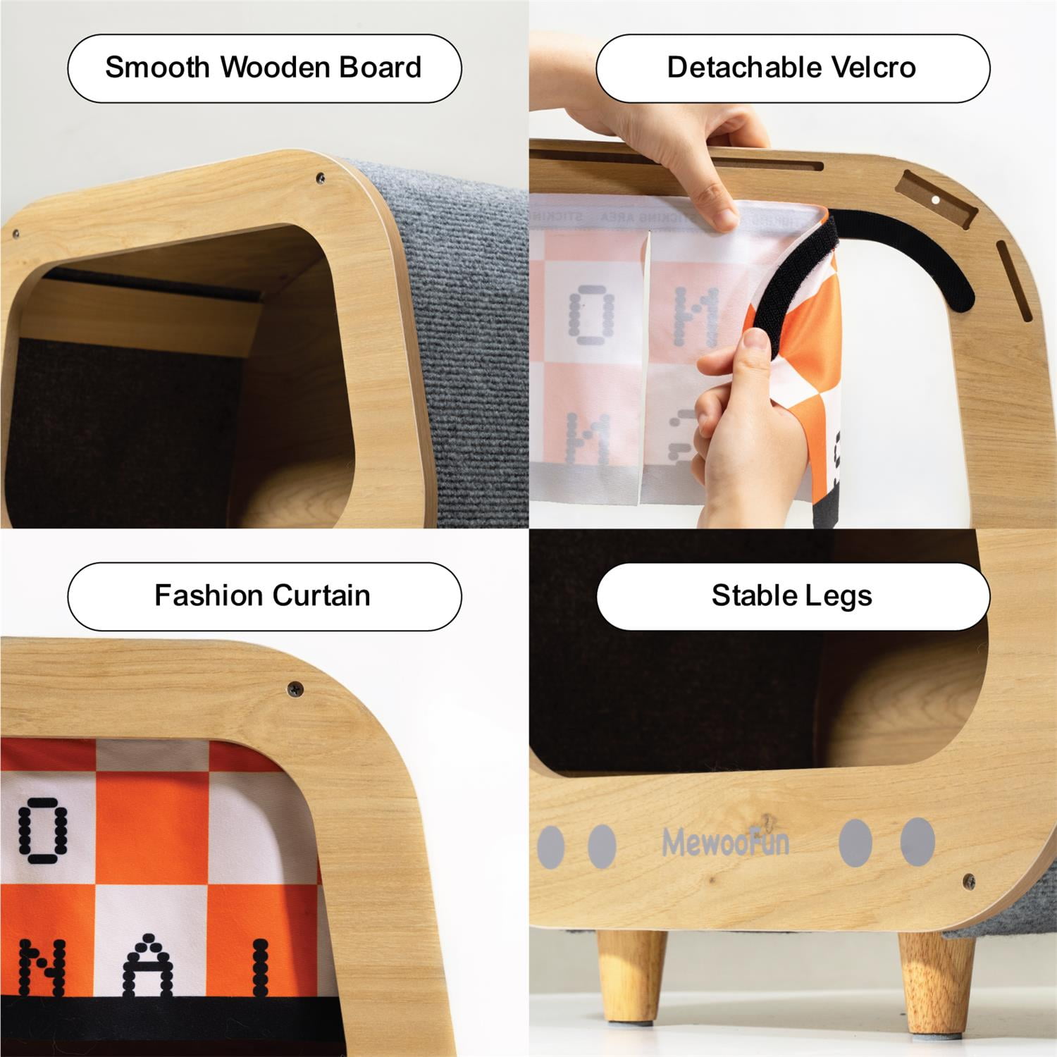 Pefilos 18" Cat House for Indoor Cats with Scratching Posts and Plush Ball Toy, Modern Cat Cave Bed, Cat Nest Condo Cute Cat Shelter, Beige Pefilos 18" Cat House for Indoor Cats with Scratching Posts and Plush Ball Toy, Modern Cat Cave Bed, Cat Nest Condo Cute Cat Shelter, Beige