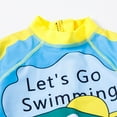 thumbnail image 4 of CUZIBR Toddler Swimsuit Boys Cartoon Dinosaur Printed Two Piece Swimwear Patchwork Short Sleeve Onesize Jumpsuit With Hat Outfits Popular Swimsuit,Yellow,9-10 Years, 4 of 9