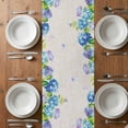 thumbnail image 4 of Table Runner 70 Inches Long for Kitchen Dining, Blue Hydrangea Dresser Scarf Farmhouse, Dining Table Decorations for Wedding/Parties, Linen Texture Butterfly Spring Floral 13 x 70 In, 4 of 8