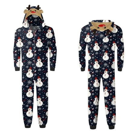 

KEVCHE Christmas Hooded Jumpsuit Pajamas Elk Loungewear Outfits Family Xmas Pjs Matching Sets - Multi-Color Xxl