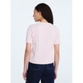 thumbnail image 3 of Free Assembly Women's and Women's Plus Cable Knit Cardigan Sweater with Short Sleeves, Lightweight, Sizes XS-4X, 3 of 4