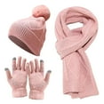 thumbnail image 4 of Winter Cable Knitted Long Scarf Beanie Hat Gloves Mittens Set, 4 of 4