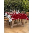 thumbnail image 2 of Outdoor Tablecloth with Umbrella Hole and Zipper, Christmas Snowman Rectangle Table Cloth 54x80 Inch Waterproof Tablecloth, Winter Xmas Trees Snowflakes Red Picnic Table Cover for Patio Camping, 2 of 7