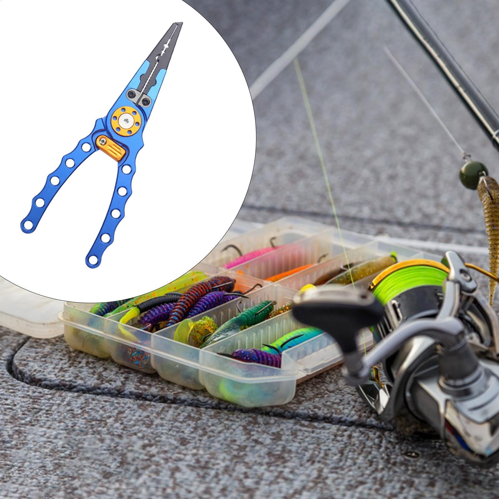 colaxi Fishing Pliers Fishing Gripper Fishing Gear Freshwater Aluminum Alloy Comfortable Gripping Fishing Line Cutting Fishing Tool Blue