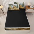 thumbnail image 4 of Castle Fairy Watercolor Camping Deer Zipper Twin Comforter Sets with Fitted Sheet and 2 Pillowcases,Pine Mountain Tent Meadow Zipper Bedding Set,Brown Sage Cream,Black Reversible,4-Piece, 4 of 6