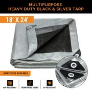 18' x 24' Heavy Duty Silver Poly Tarp Water Proof Cover Tent RV Boat Tarpaulin