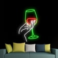 thumbnail image 4 of Handmadetneonsign Wine Glass On Hand Neon Sign, Drink Liquor Wall Art Decor, Bar Pub Wall Decor, 4 of 5