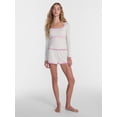 thumbnail image 2 of No Boundaries Cotton Blend Jersey Lace Sleep Shorts, Women’s XXS-3X, 2 of 5