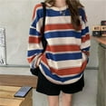 thumbnail image 2 of Lnzyyephy Women’s Casual Long Sleeve T-shirt Fashion Stripe Printing Round Neck Loose Pullover Tops, 2 of 6