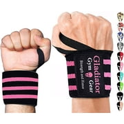 GLADIATOR GYM GEAR Weight Lifting Wrist Wraps with Thumb Loops - Support & Protection for Power Lifting Cross Training & Bodybuilding G3 Wrist Strap - The Ultimate Power WRAP for Men and Women (Pink)