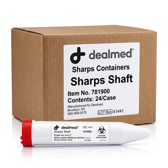 Dealmed Sharps Shaft, 50 mL Secure Snap-On Leakproof Cap (Case f 24)