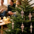 thumbnail image 5 of pdqouc 9 Pcs Neutral Finial Christmas Ornaments Xmas Tree Decor, Vintage Textured Copper Tree Ornaments with Loop, Farmhouse Hanging Baubles, Rustic Decor, for Shatterproof Home Wreath, 5 of 6