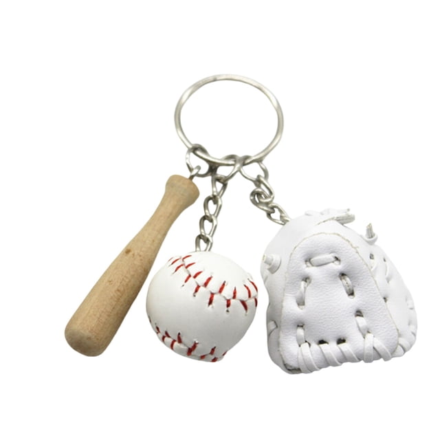 TechWave Baseball Keychain Three Piece Set Pendant Baseball Three In One Fashion Pendant Key Id Holder Lanyard Thick Key Disconnect Panic Alarm for Women Checke Lanyard for Keys Car Key Wallet Key