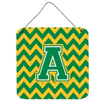 Letter A Chevron Green and Gold Wall or Door Hanging Prints