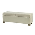 thumbnail image 2 of Solid Wood & Plywood Storage Bench, Soft Close, Upholstery, Natural Fabric, Spacious Top, Large, 2 of 5
