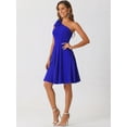 thumbnail image 4 of DARING DIVA Halloween Costume Bow One Shoulder with Pockets Swing Dress M Royal Blue, 4 of 6