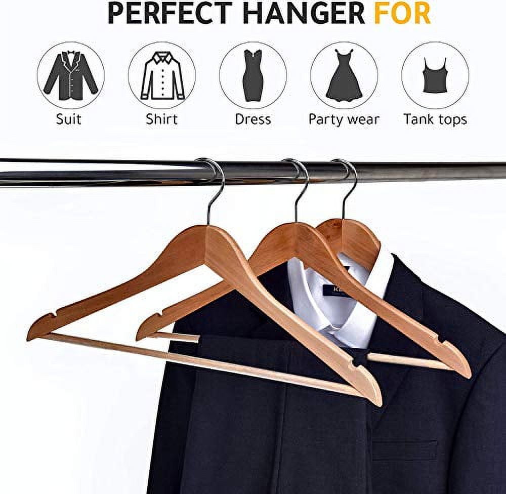 50x Wooden Robust Wide Shoulder Suit Hangers Coat Garment Black Wood 18''  Hanger