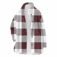 thumbnail image 5 of Stamzod Winter Jackets for Women Fashion Plaid Stand Collar Long Sleeve Jacket Outerwear Casual Warm Coat for Women with Pocket Wine B L, 5 of 8
