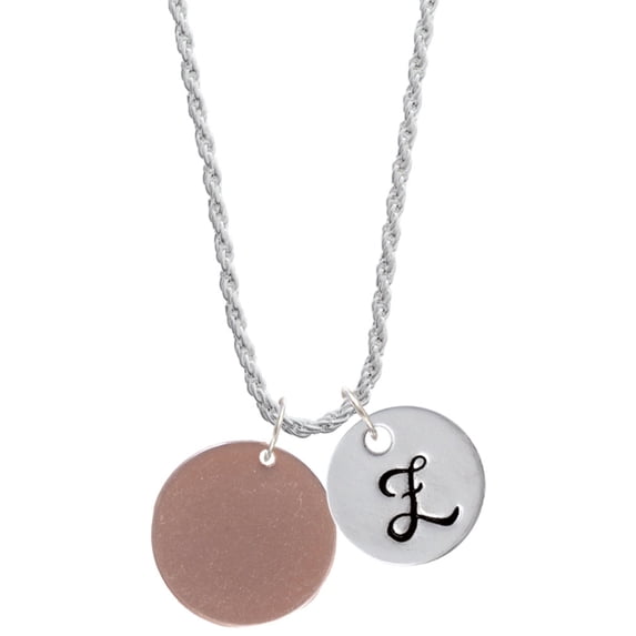 Delight Jewelry Acrylic 7/8" Disc Rose Goldtone Silvertone Script Initial Disc - Z - Charm Necklace, 20"+3"