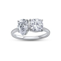 1 3/4CT 8X5MM Pear Shape & 6MM Cushion Cut Lab Created Moissanite Diamond Toi Et Moi 2-Stone Engagement Ring For Women In 14K White Gold Over Sterling Silver (VVS1 Clarity, 1.75 Cttw)-8.5