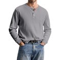 thumbnail image 3 of Men's Casual Knit Button Up Long Sleeve Henley Shirt, Top for Fall Winter, Layering Piece and Versatile Wardrobe Essential,Dark Gray,2XL, 3 of 9
