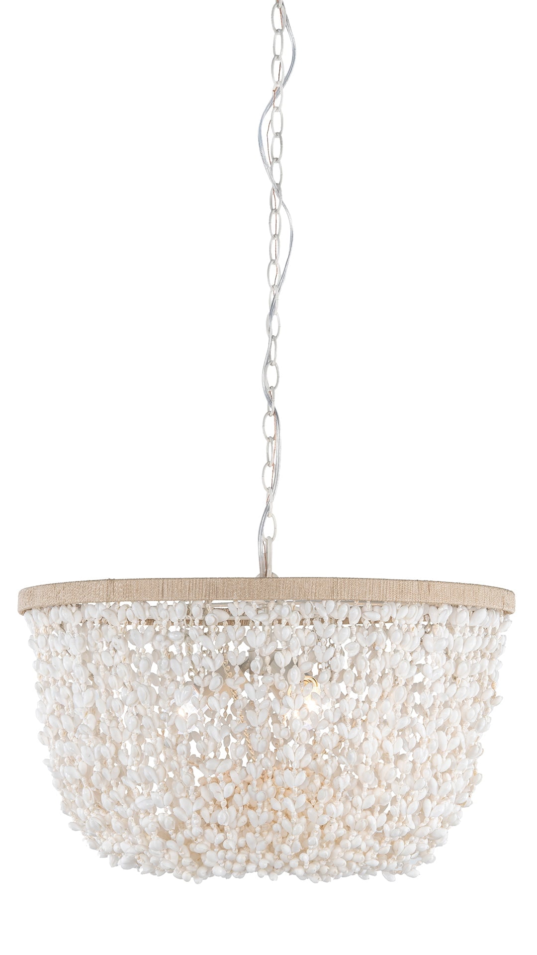 Kouboo Inverted Pendant Lamp in Bubble Seashell, Chandelier for Dining Room, Beach Seashell Light Fixture, Small, White