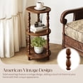 thumbnail image 6 of Maliowa 3-Tier Side Table, Small Round End Table for Living Room Bedroom, Accent Table Narrow Nightstand with Storage Shelf, Walnut, 6 of 10