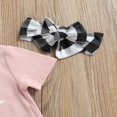 thumbnail image 3 of Fullvigor Ensemble de Bébé Lettre Manches Courtes Tops Plaid Shorts Bande de Cheveux, 3 of 5