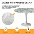 thumbnail image 2 of Elastic Fitted Round Tablecloth, Teal Green Spring Floral Waterproof Stretch Table Cover for 36"-44" Tables, Retro Farmhouse Summer Botanical Washable Outdoor Tablecloths for Patio, Picnic, Camping, 2 of 9