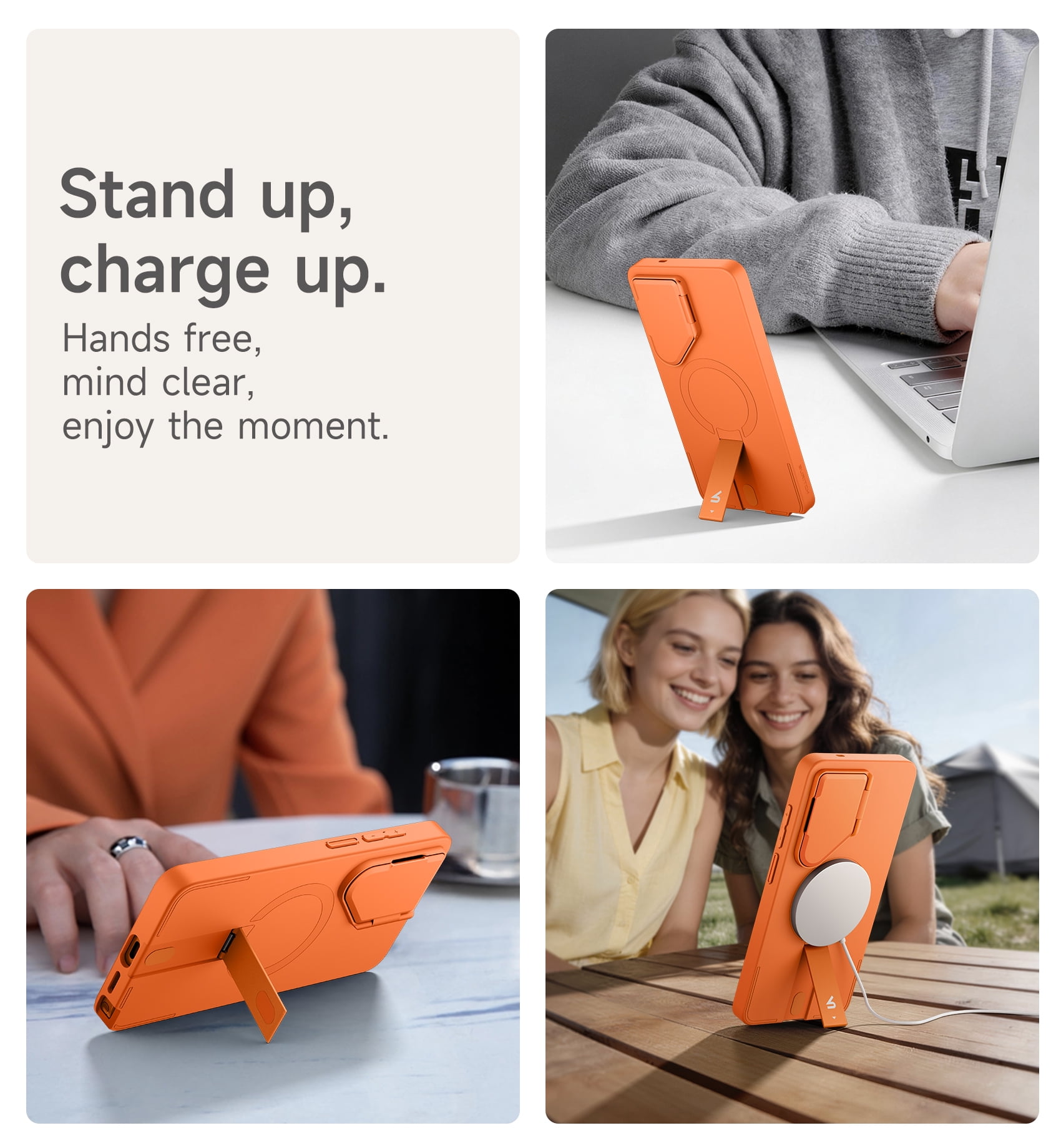 SURITCH for Samsung Galaxy S26 Ultra Phone Case, Magnetic Protective Cover with Camera Cover and Adjustable Metal Kickstand for Galaxy S26 Ultra, Orange