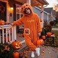 thumbnail image 5 of Unisex Adult Pumpkin Onesie Pajamas, Pumpkin Onesie Pajamas Plush Jack-O-Lantern One-Piece Hooded Jumpsuit, Halloween Big Mouth Monster Sleepwear, 5 of 12