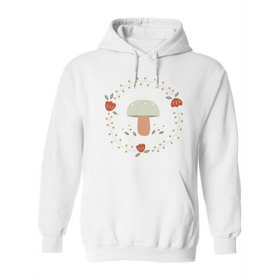 Mushroom And Floral Wreath  Hoodie Women -Image by Shutterstock, Female Large
