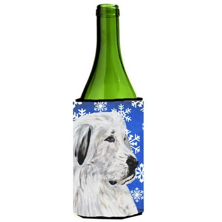 

Great Pyrenees Winter Snowflakes Wine bottle sleeve Hugger 24 Oz.